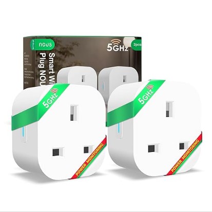 Smart WiFi Plug NOUS A10 with Energy Monitoring, 13A, Dual-Band 2.4/5GHz, Voice Control, Timer & Schedule, Compatible with Alexa, Google Home, Siri Shortcuts, UK 3-Pin, 2 Pack