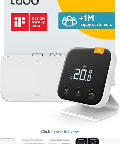 tado Wireless Smart Thermostat X – Starter Kit with Bridge X and Stand, Boiler and Hot Water Control via App & Smart Speaker (Alexa, Siri, Google Assistant)